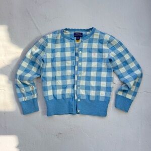 Polo by Ralph Lauren Blue and White Plaid Kids Sweater